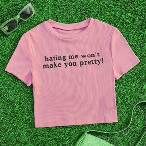 Pink Graphic Crop Top